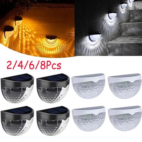 Solar Deck Lights Waterproof 6 LED Steps Lamps for Garden Stairs Fence Outdoor