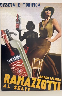 RAMAZZOTTI AMARO FELCINA,1936 BY GINO BOCCASILE,RARE 1990 s REPRODUCTION PRINT