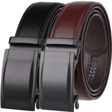 HJones Men's Classic Real Leather Belt Automatic Buckle Strap Gift Jeans Dress