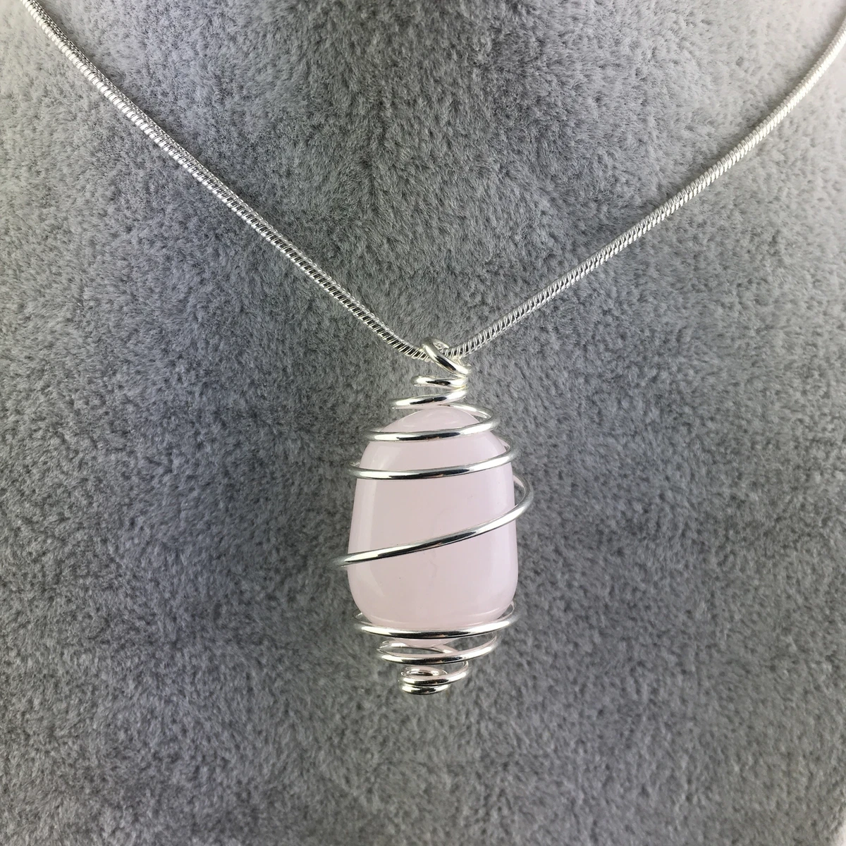 MANGANO CALCITE Pendant Hand Made on Silver Plated Spiral Tumble