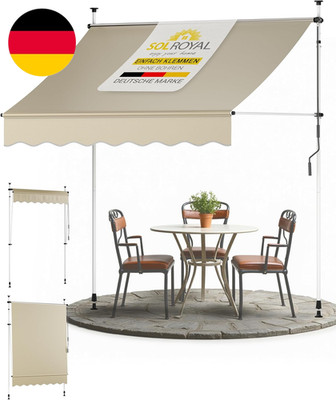 Sol Royal Klemmmarkise 1,5M Breit Ohne Bohren   Klemm-Markise Mit Handkurbel Bal