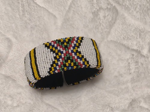 South African Zulu Beaded Cuff Bangle Bracelet
