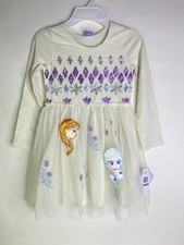 Disney Frozen II 2 Elsa Anna Tutu Flare Dress Long Sleeve Layered Girls Size 5