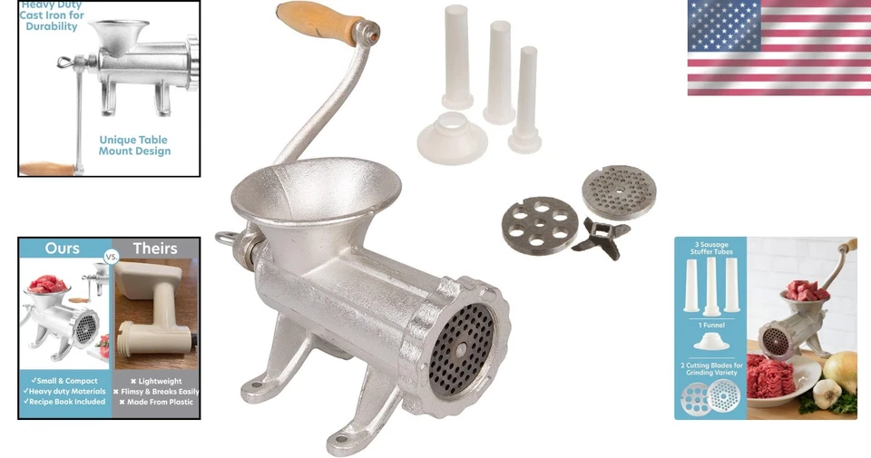 Versatile Table-Mount Meat Grinder With 2 Cutting Disks - Make Homemade Sausages - Image 2 of 4