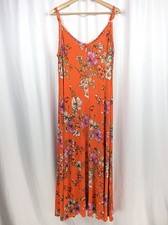 Torrid Super Soft Knits Floral Maxi Dress Women's Size 2X Orange Tank Swing