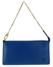 Authentic LOUIS VUITTON Blue Epi Leather Pochette Accessoire Shoulder Bag
