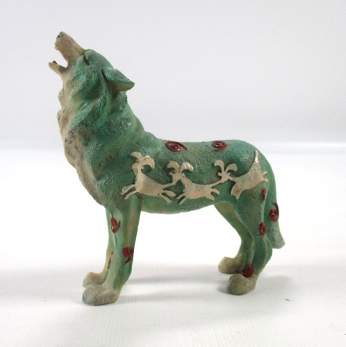 Westland Call of the Wolf Figurine Tribal Art Sculpture Blue Resin Totem Figure