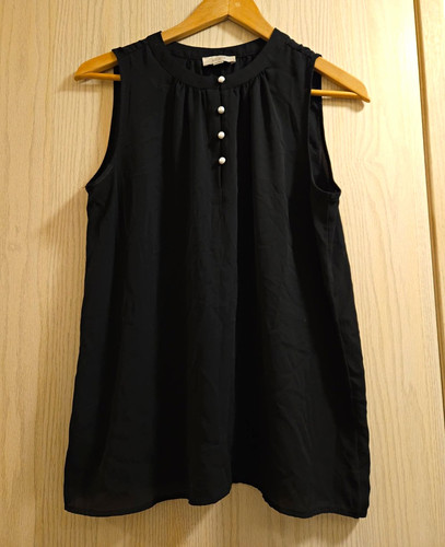 LOFT Outlet Women's Black Solid Sleeveless Button-Front Blouse Size S