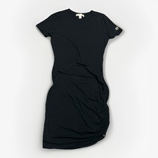 MICHAEL KORS Black Ruched Drawstring Mini T Shirt Dress Comfort Stretch Womens S