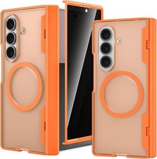 Z Fold 7 Case with Privacy Screen Protector, Hinge Protection, Translucent Hard