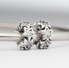 Authentic Pandora Pair Starshine Spacers Stars 791783CZ