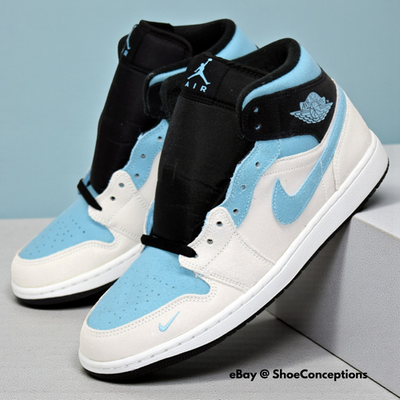 #ad #ad Nike Air Jordan 1 Mid SE Shoes Summit White Blue Chill Black IM6567 121 Mens NEW $109.14
