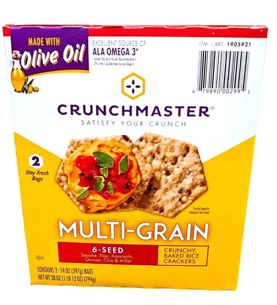 Nuevas galletas Crunchmaster multigrano 6 semillas - 28 OZ, Omega 3 con aceite de oliva