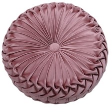 Round Velvet Pillow, Sofa Bed Bedroom Decorative Throw Pillow 38cm, Dark Pink 