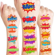 96 PCS Comic Temporary Tattoos for Kids - Party Favors and Decorations