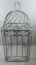White Metal Bird Cage Wedding Shower Card Holder Home Decor 7x14 in