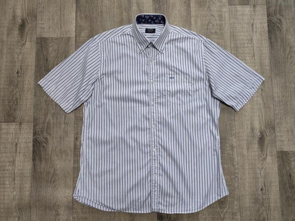 Men Paul & Shark Short Sleeve Shirt White Cotton L