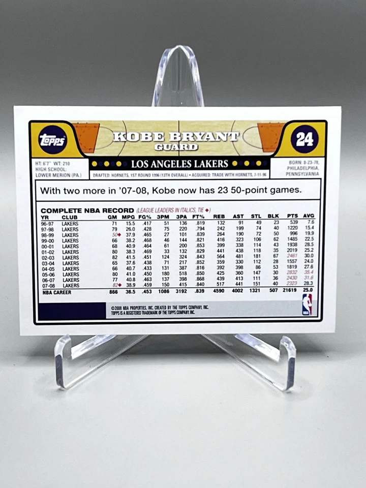 2008-09 Topps Kobe Bryant #24 EX Guardado por LeBron James Cartão Icônico 🔥Doce! - Imagem 2 de 4