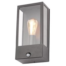 Image of Litecraft Edgworth Wall Light Outdoor Box Lantern With PIR Sensor - 3 Colours