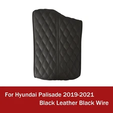 Black PU Leather Armrest Cushion Glove Box Protector Cover For Hyundai Palisade