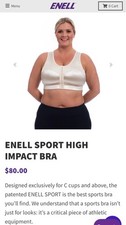 Enell NL100 High Impact Front Closure Cream Sports Bra Sz 5 Brand New 80 Retal