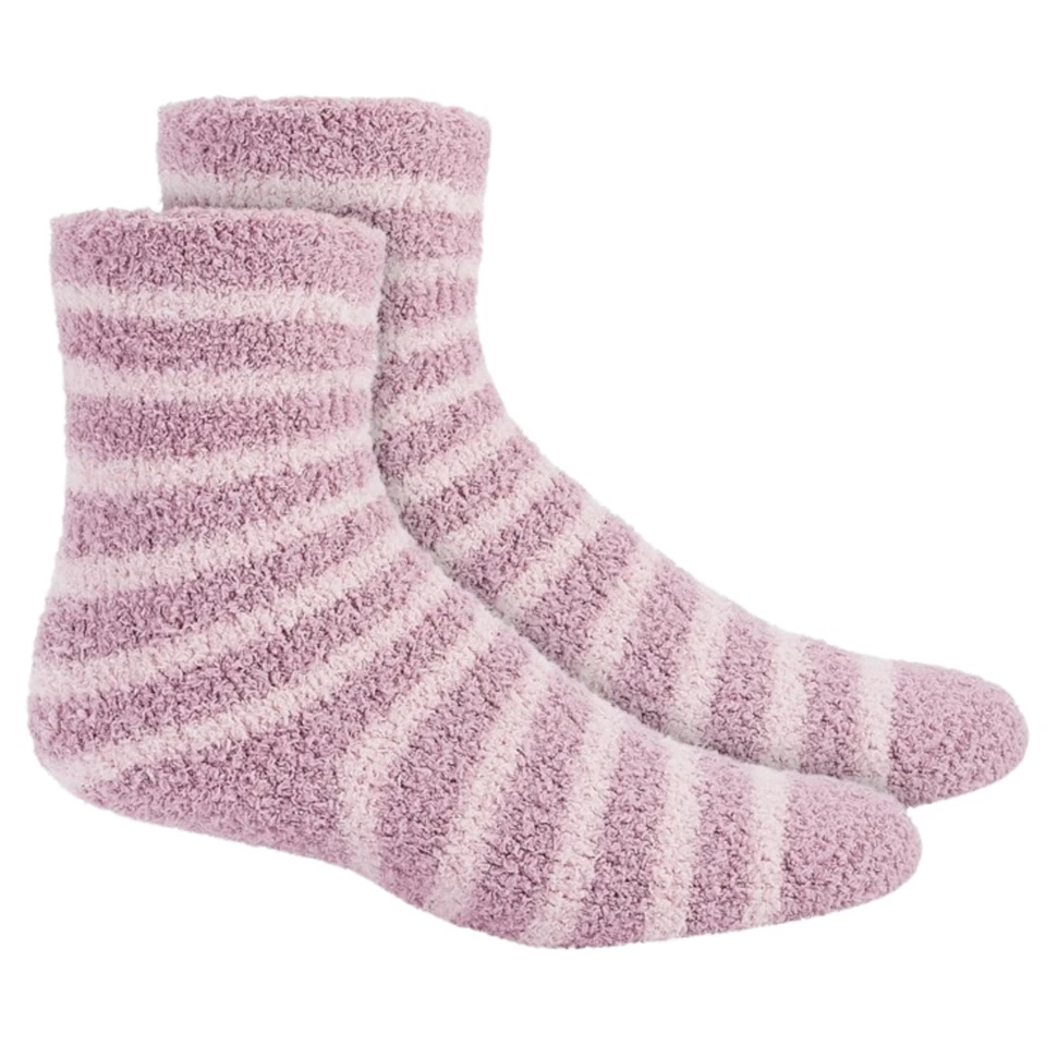 CHARTER CLUB Women's 2-Pack Fuzzy Butter Socks One Size Pink Purple Striped - Image 2 of 4