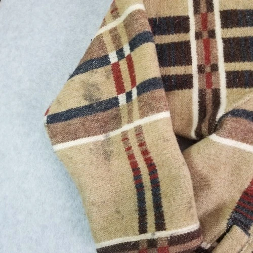 VTG Norm Thompson Jacket Mens Large Beige Plaid Wool Full Zip Baja Drug Rug 90s image 4