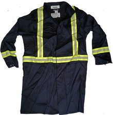 Bulwark EXCEL FR Lab Coat Men's Navy High Visibility Reflective Flame Resistant