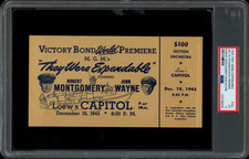 THEY WERE EXPENDABLE / 1945 Washington DC Premiere Movie Ticket John Wayne PSA 5