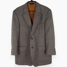 Jos. A. Bank Joseph 44R 100 Wool Blazer Gray Nailhead 2-Button Mens Side Vents