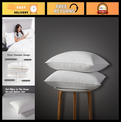 Luxury King Size Down Pillows Set of 2 for Side Sleepers, 100% Cotton, Firm Supp