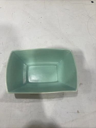 Cream  Turquoise Red Wing Pottery B1393 Rectangle Decorative Planter Vase green