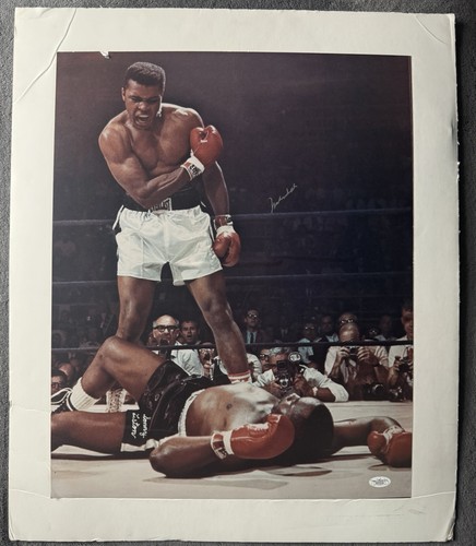 Muhammad Ali Signed 16x20 Photo Standing Over Sonny Liston JSA LOA