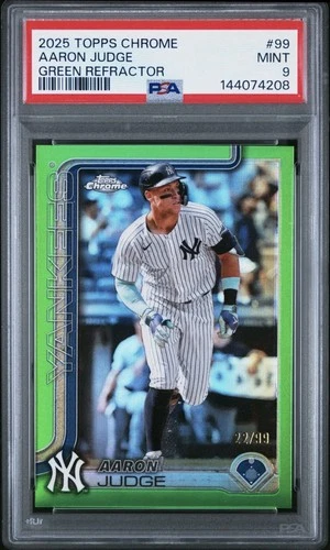 2025 Topps Chrome - Aaron Judge #99 Green Refractor /99 PSA 9