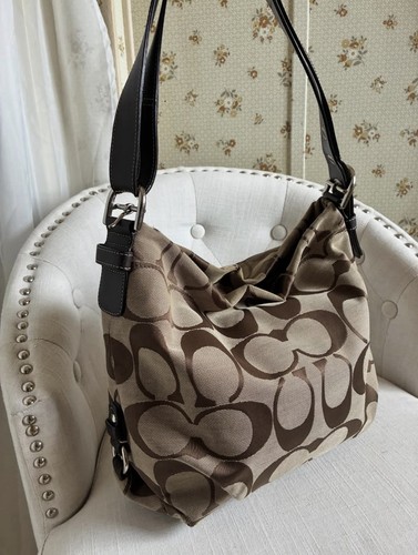 Coach Jacquard Signature Canvas Hobo Shoulder Bag