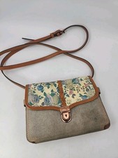 Vintage Patricia Nash Crossbody Bag Leather Key Floral Print Multi Compartments