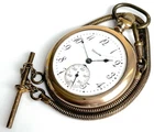 POCKET WATCH Antique signed 'Illinois' engraved monogram & Chain vintage Gold