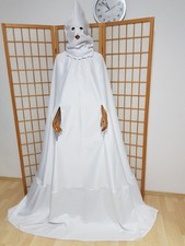 Gloss satin nylon vintage cape cape + hood WHITE M-XXXL HANDMADE
