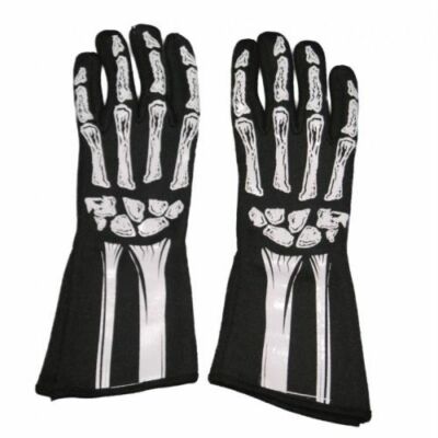 RJS Safety Products 600090166 Skeleton Racing Gloves - Black / White; Small