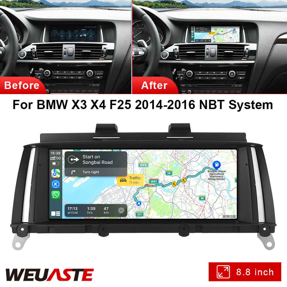 Car Linux Screen 8.8'' Wireless Carplay Navigation For BMW X3 X4 F25 2014-16 NBT