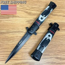 9" Milano Scarface Black Tactical Spring Assisted Open Survival Pocket Knife