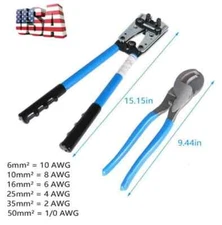 6-50mm² Battery Cable Lug Crimping Tool Wire Crimper With Cable Cutter 10-0 AWG
