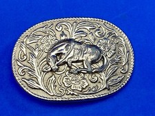 Mixed Metal Saddle bronc Western Cowboy Horse Vintage belt buckle Flower Swirl