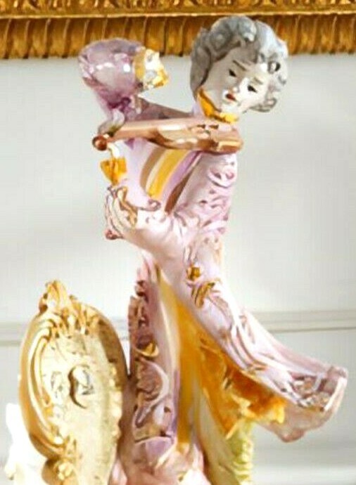 Figurine Man Musician Violin Porcelain Capodimonte Made in Italy