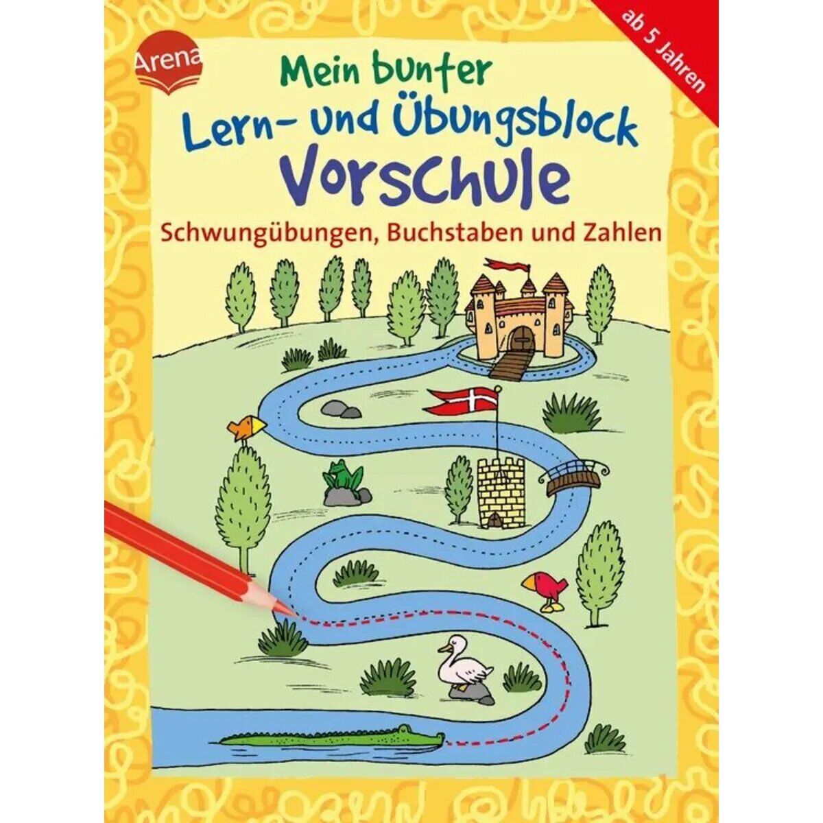 Thumbnail - Arena Mein Bunter Lern- & Übungsblock Vorschule - Schwungübungen,