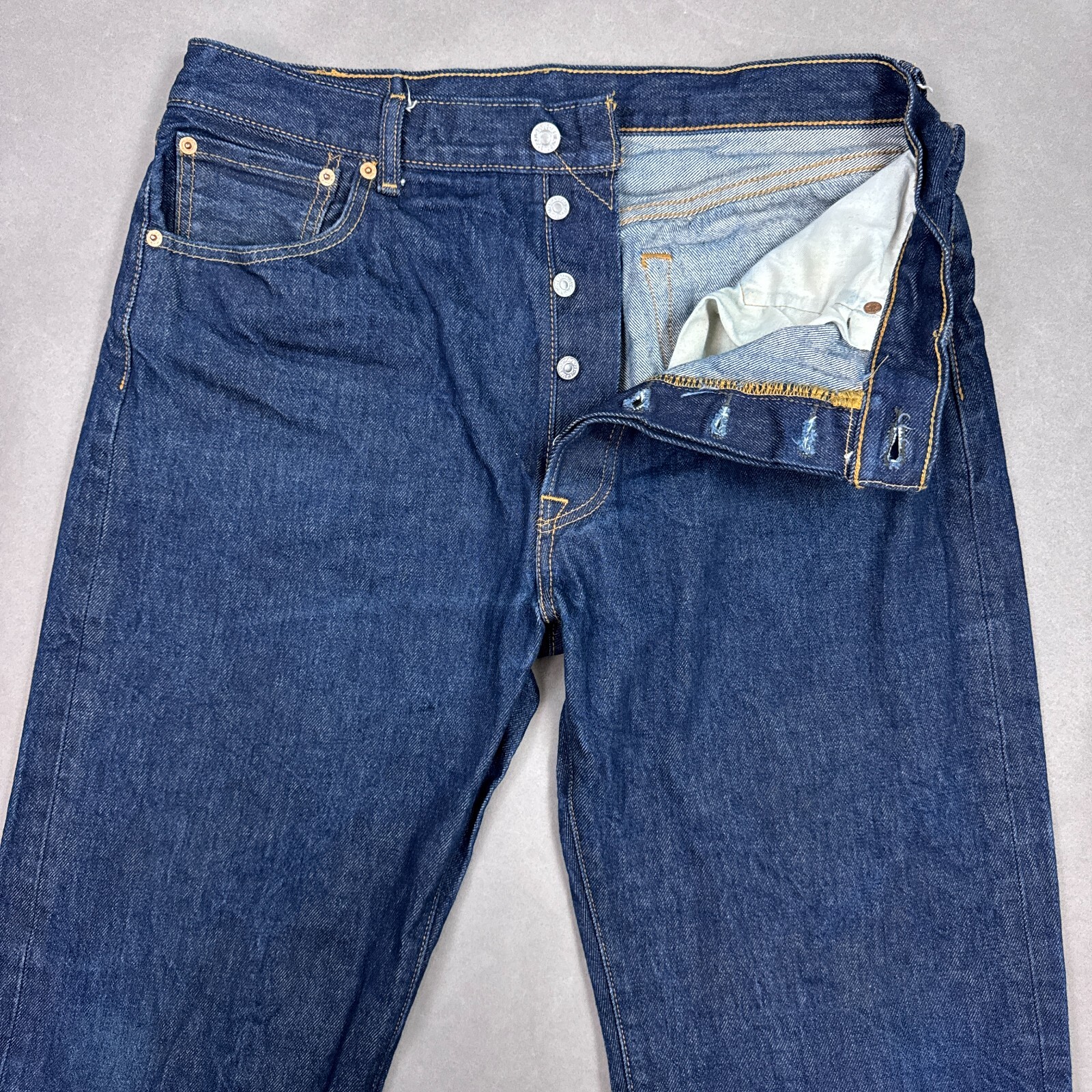 Levis 501 Jeans Men 36x36 Blue Dark Wash Raw Denim Pant Straight