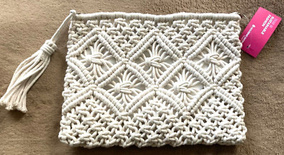 Mazeology Ivory-Colored Crotchet Clutch Purse Bohemian meets Beach New