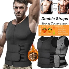Mens Sauna Sweat Vest Neoprene Waist Trainer Tank Tops T Shirt Body Shaper Sport