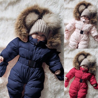 Mädchen Baby Jacken Kapuze Overall Säugling Winter Spielanzug Schneeanzug Mantel