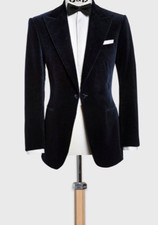 Mens Classic Blue Velvet Dinner Jacket Handmade Evening Party Wear Blazer Coat
